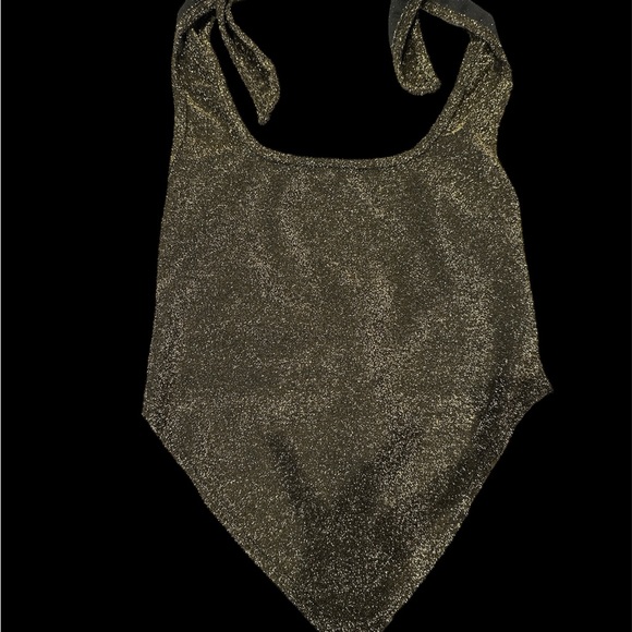 SPARKLY GOLD HALTER TOP - Picture 2 of 2
